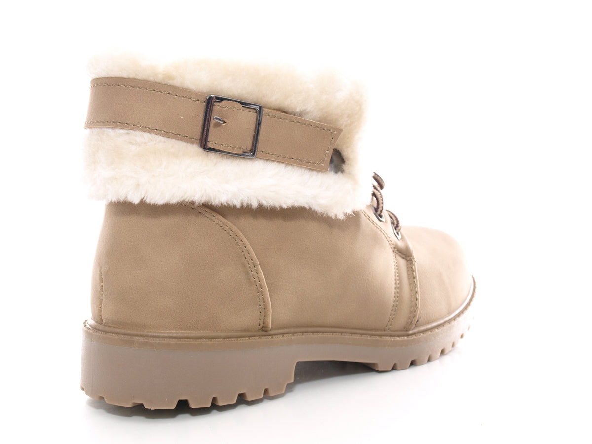 Bottes à lacets pour femme, chaussures d'extérieur, bottes d'hiver, doublure chaude, kaki # 39