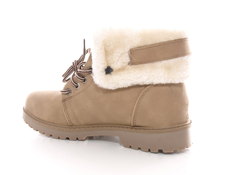 Bottes à lacets pour femme, chaussures d'extérieur, bottes d'hiver, doublure chaude, kaki # 39