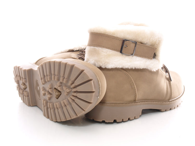 Bottes à lacets pour femme, chaussures d'extérieur, bottes d'hiver, doublure chaude, kaki # 39