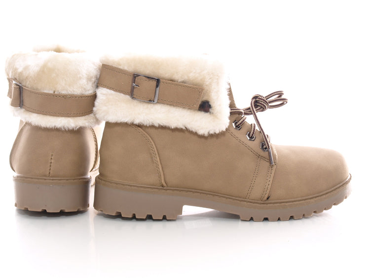 Bottes à lacets pour femme, chaussures d'extérieur, bottes d'hiver, doublure chaude, kaki # 39