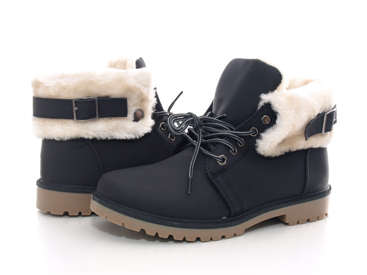 Bottines motardes femme, bottes d'extérieur, bottes d'hiver, doublure chaude, noir # 39