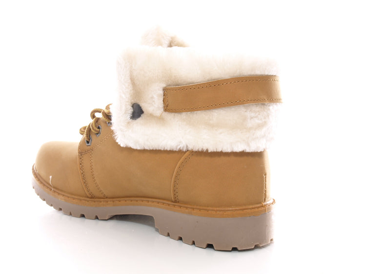 Women's lace-up ankle boots, outdoor winter boots, warm lined, camel # 39