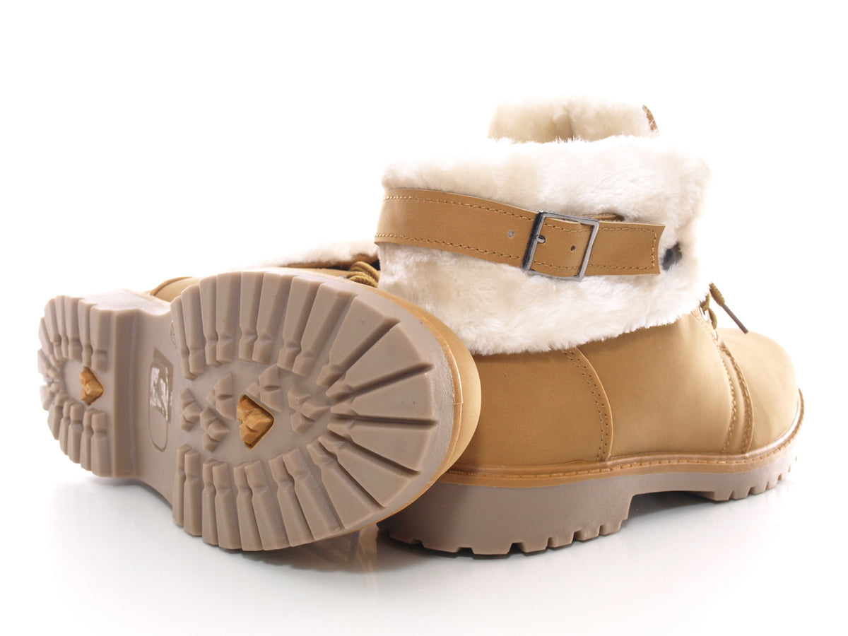Women's lace-up ankle boots, outdoor winter boots, warm lined, camel # 39