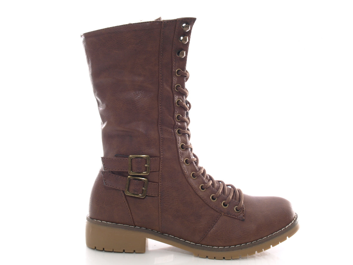 Bottes femme lacées bottines outdoor bottes d'hiver doublure chaude marron # 3006
