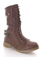 Damen Stiefel Schnürr Boots Outdoor Winterboots warm gefüttert Brown # 3006