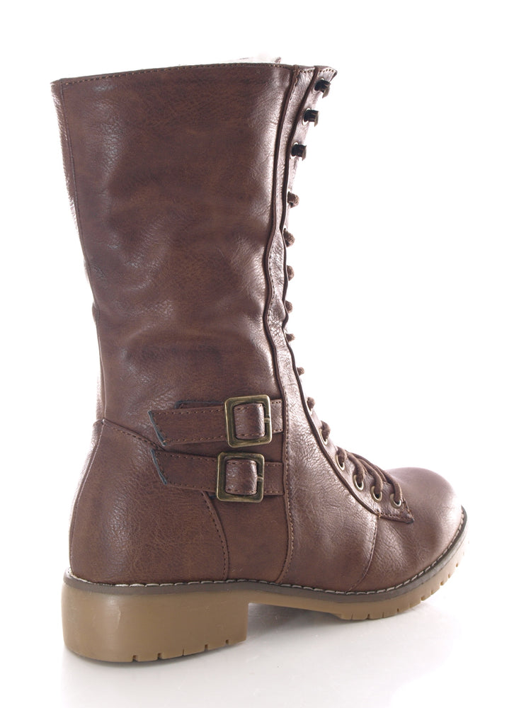 Bottes femme lacées bottines outdoor bottes d'hiver doublure chaude marron # 3006