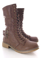 Damen Stiefel Schnürr Boots Outdoor Winterboots warm gefüttert Brown # 3006