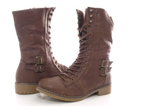 Damen Stiefel Schnürr Boots Outdoor Winterboots warm gefüttert Brown # 3006