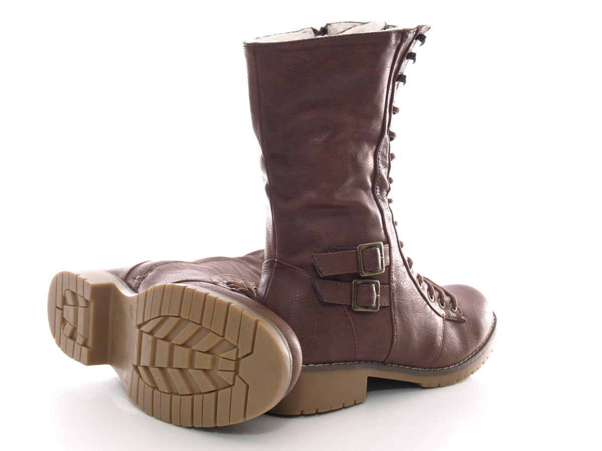Bottes femme lacées bottines outdoor bottes d'hiver doublure chaude marron # 3006