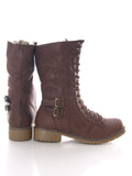 Damen Stiefel Schnürr Boots Outdoor Winterboots warm gefüttert Brown # 3006