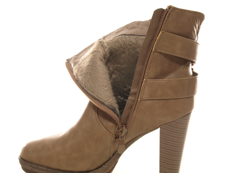 Bottines pour femme, chaussures d'extérieur, bottes d'hiver, doublure chaude, kaki # 612