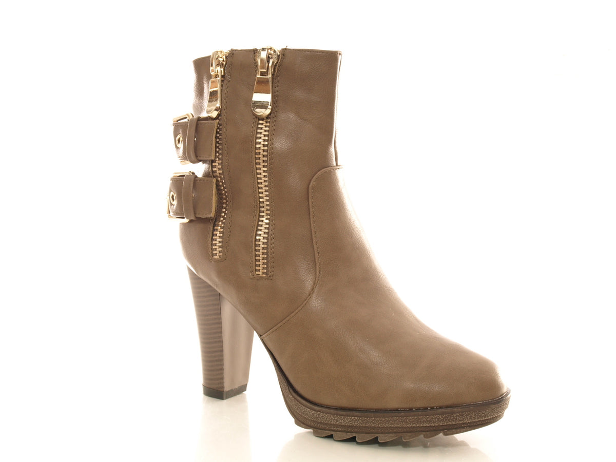 Bottines pour femme, chaussures d'extérieur, bottes d'hiver, doublure chaude, kaki # 612