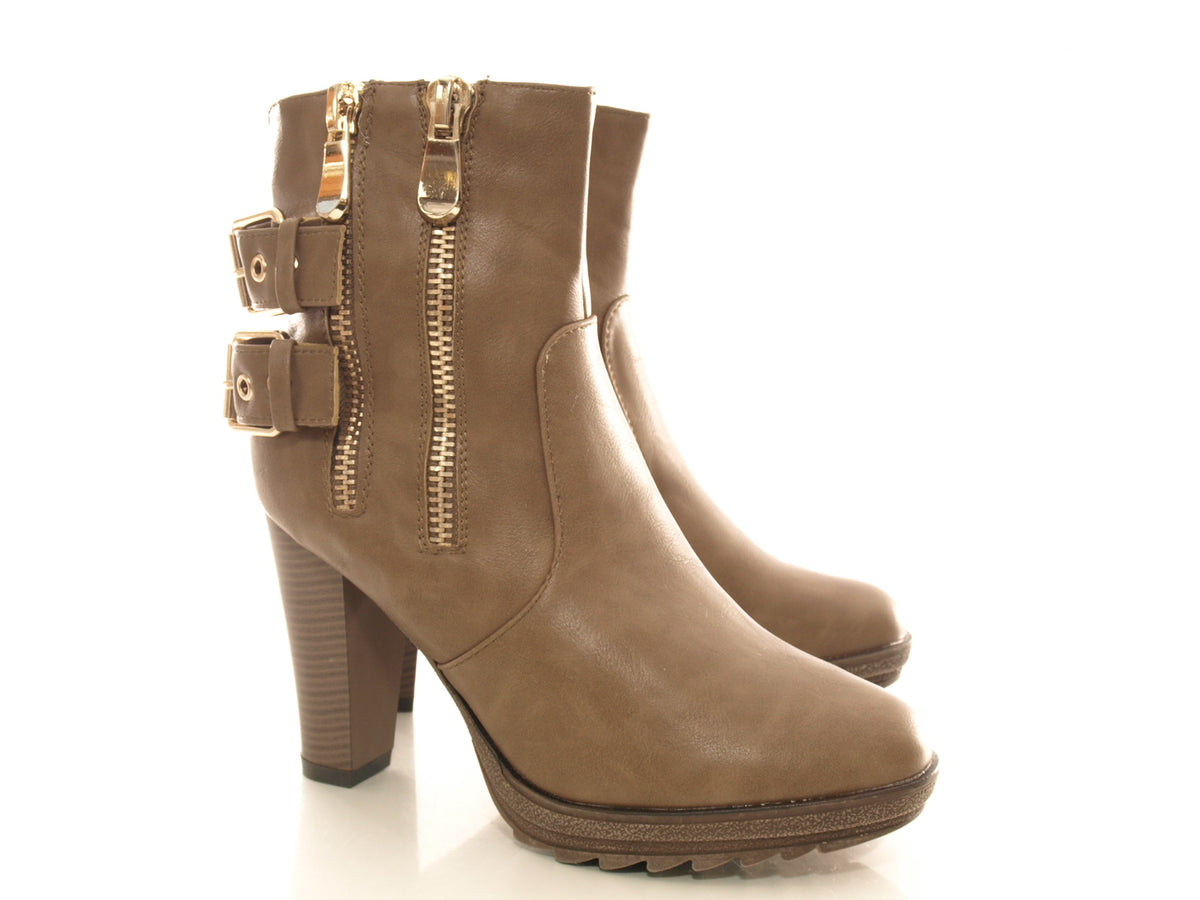 Bottines pour femme, chaussures d'extérieur, bottes d'hiver, doublure chaude, kaki # 612