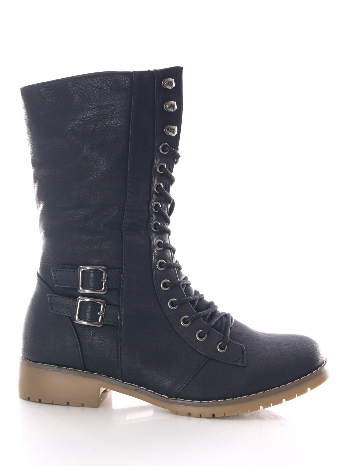 Bottes à lacets pour femmes, bottes d'extérieur, bottes d'hiver, doublure chaude, noir # 3006