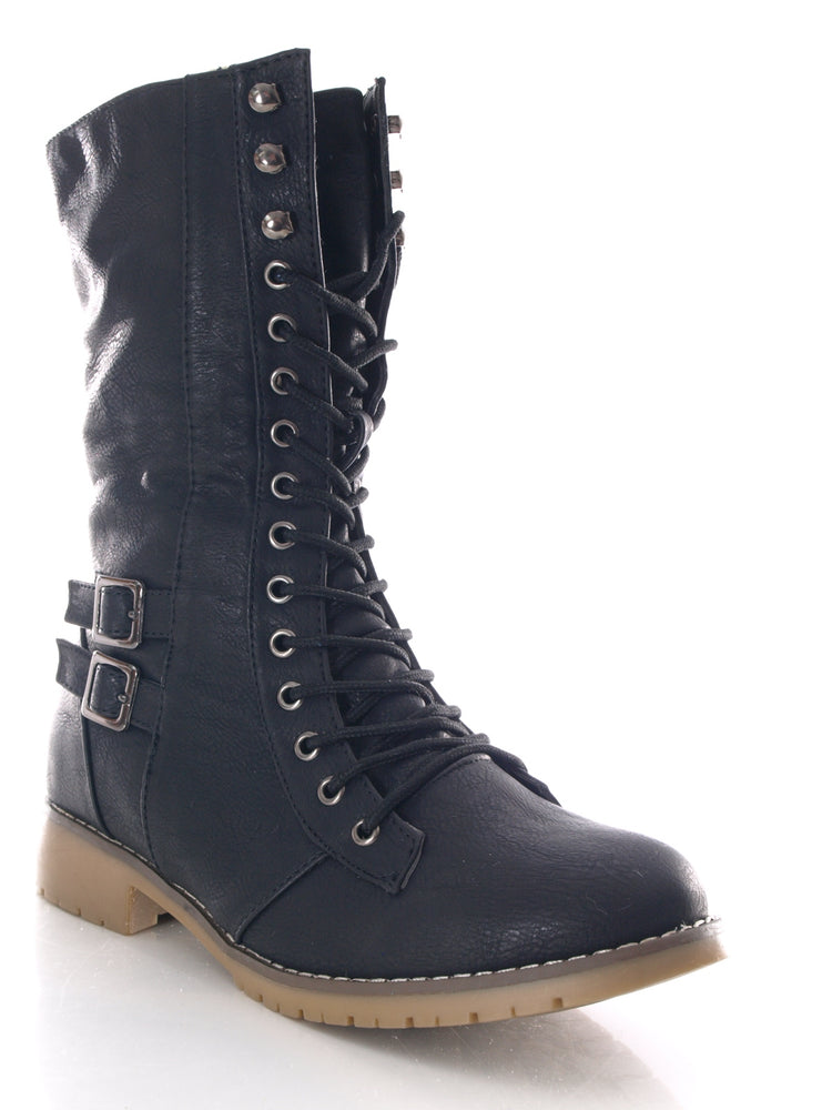 Bottes à lacets pour femmes, bottes d'extérieur, bottes d'hiver, doublure chaude, noir # 3006