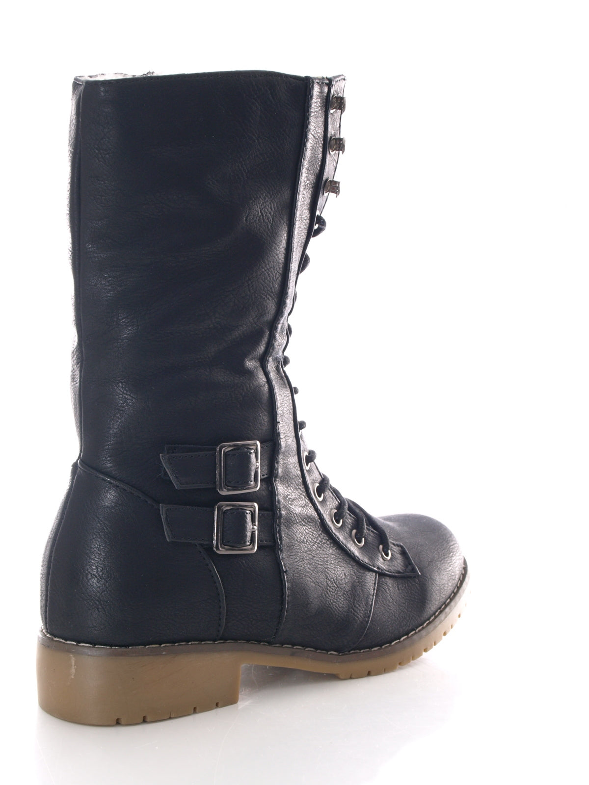 Bottes à lacets pour femmes, bottes d'extérieur, bottes d'hiver, doublure chaude, noir # 3006