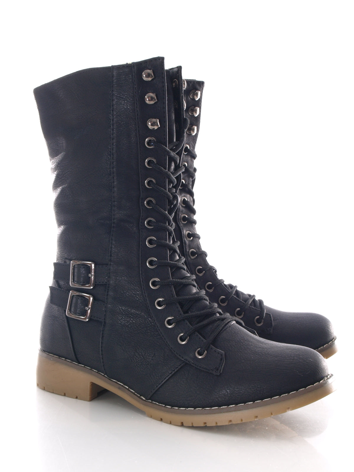 Bottes à lacets pour femmes, bottes d'extérieur, bottes d'hiver, doublure chaude, noir # 3006