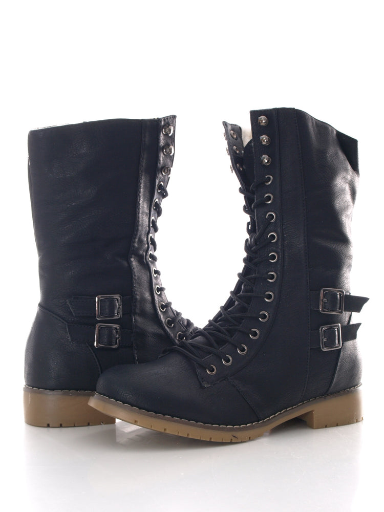Women's Lace-up Outdoor Winter Boots, warm lined, Black # 3006