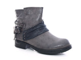 Damen Stiefeletten Biker Boots Outdoor Winterboots warm gefüttert Grey # 283