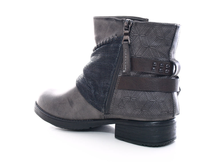 Bottines femme style biker, bottes d'extérieur hiver, doublure chaude, gris # 283