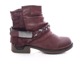 Damen Stiefeletten Biker Boots Outdoor Winterboots warm gefüttert Wine # 210