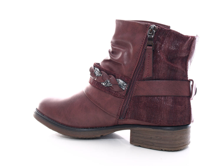 Bottines biker pour femme, bottes d'hiver outdoor, doublure chaude, vin # 210