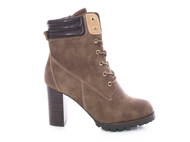 Damen Ankle Boots Stiefelette warm gefüttert Khaki # 676