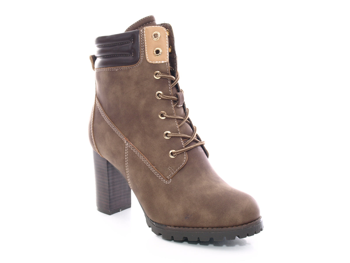 Damen Ankle Boots Stiefelette warm gefüttert Khaki # 676