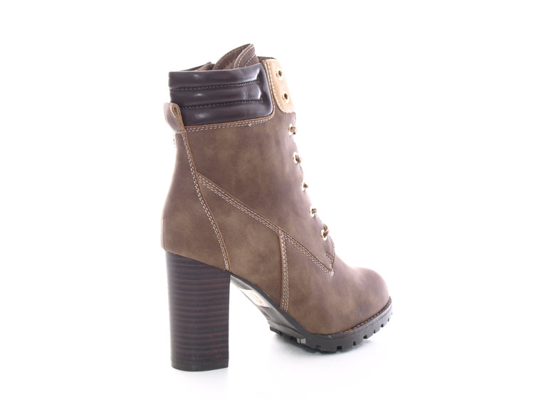 Damen Ankle Boots Stiefelette warm gefüttert Khaki # 676