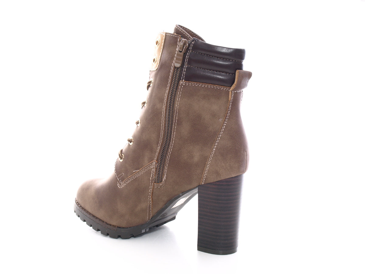 Damen Ankle Boots Stiefelette warm gefüttert Khaki # 676