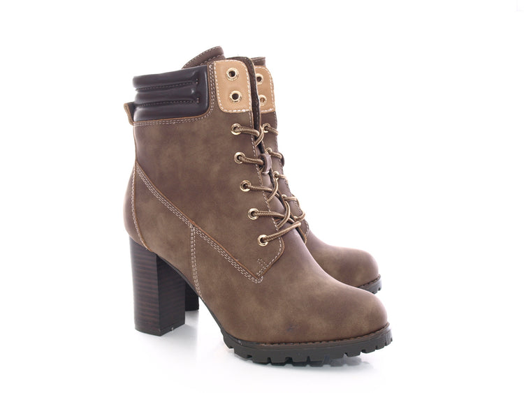 Damen Ankle Boots Stiefelette warm gefüttert Khaki # 676
