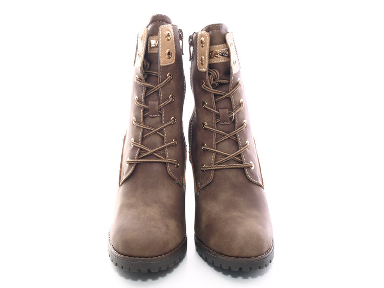 Damen Ankle Boots Stiefelette warm gefüttert Khaki # 676