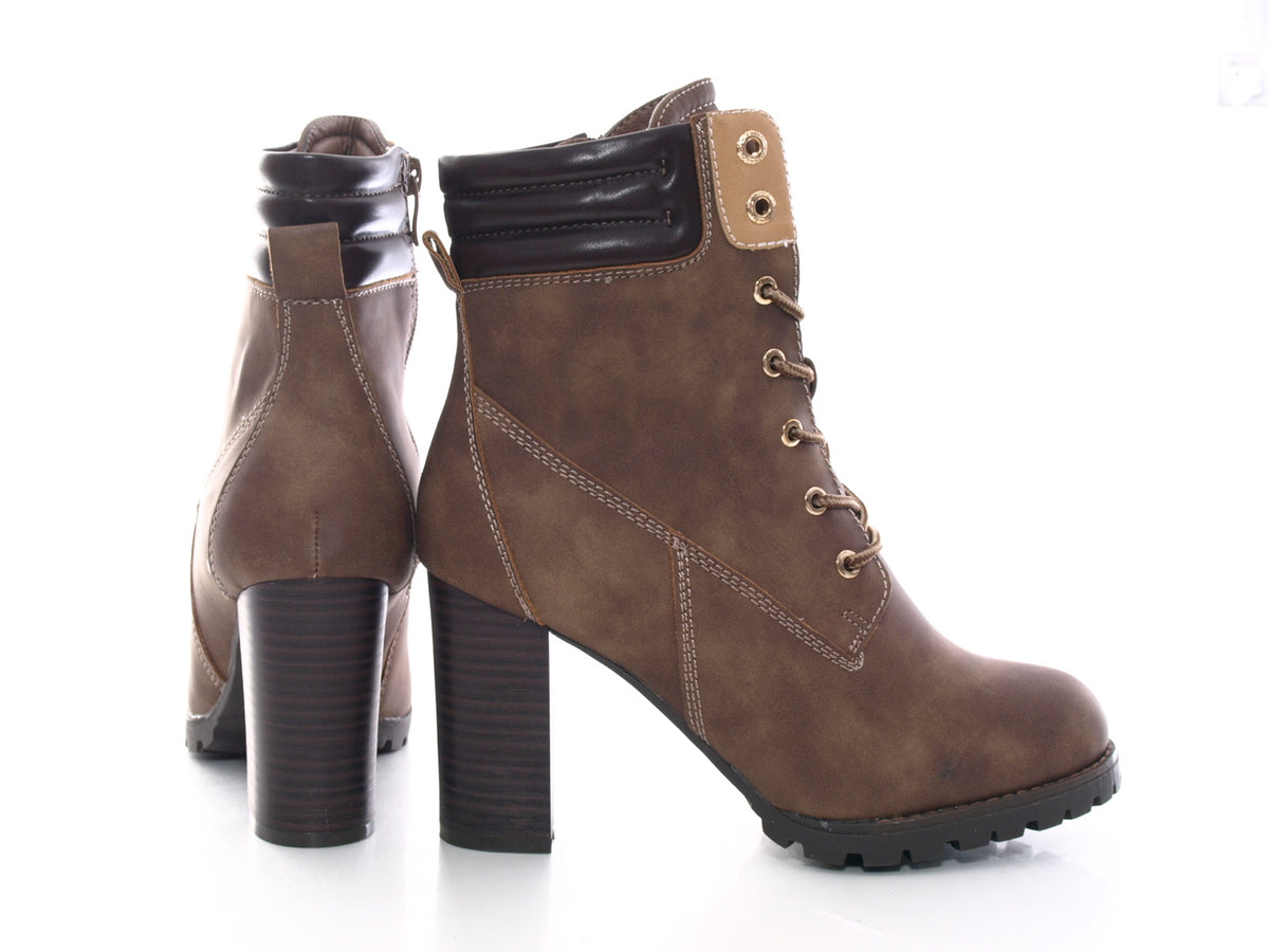 Damen Ankle Boots Stiefelette warm gefüttert Khaki # 676