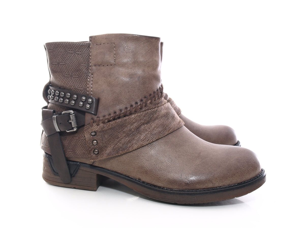 Bottines femme, bottes de motard, bottes d'extérieur, bottes d'hiver, doublure chaude, kaki # 283