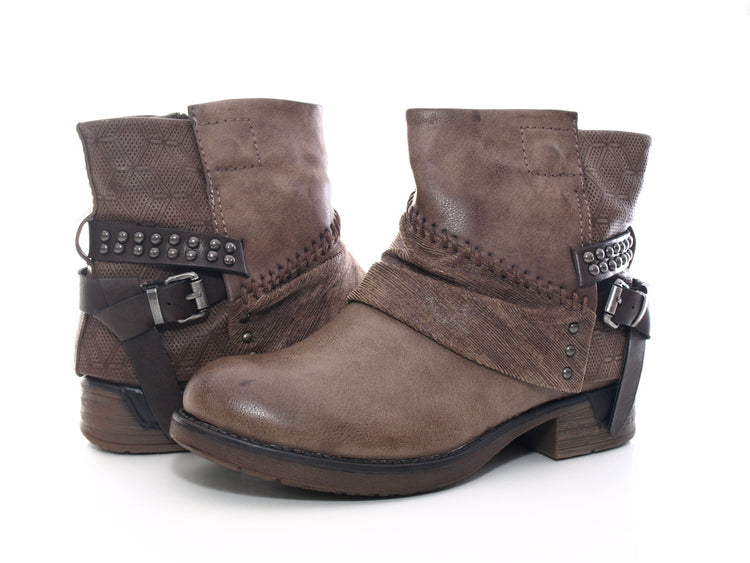 Bottines femme, bottes de motard, bottes d'extérieur, bottes d'hiver, doublure chaude, kaki # 283