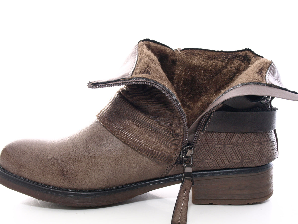 Bottines femme, bottes de motard, bottes d'extérieur, bottes d'hiver, doublure chaude, kaki # 283