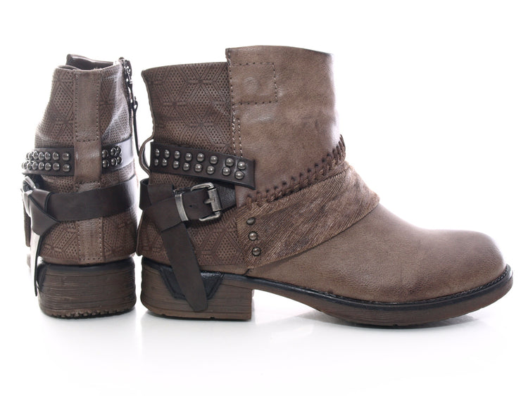 Bottines femme, bottes de motard, bottes d'extérieur, bottes d'hiver, doublure chaude, kaki # 283