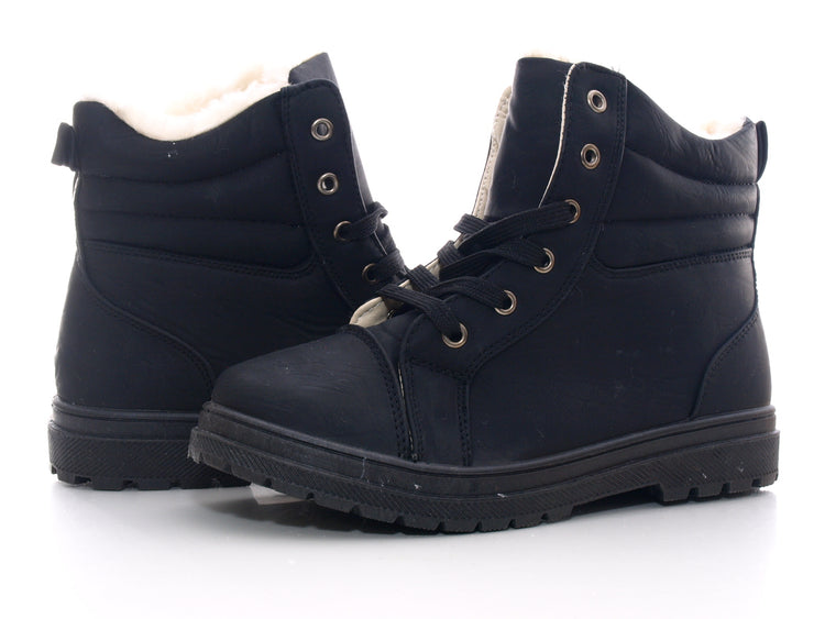 Bottines motardes femme, bottes d'extérieur, bottes d'hiver, doublure chaude, noir # 203