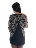 ITALY Damen Tunika Pullover Longshirt Longbluse 2teilig Leopardlook # 12101457