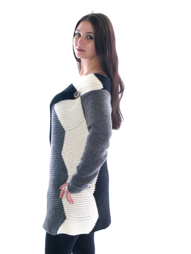 ITALIAN KNIT CARDIGAN JACKET PONCHO WRAP COAT 36 38 40 GREY # 12101496