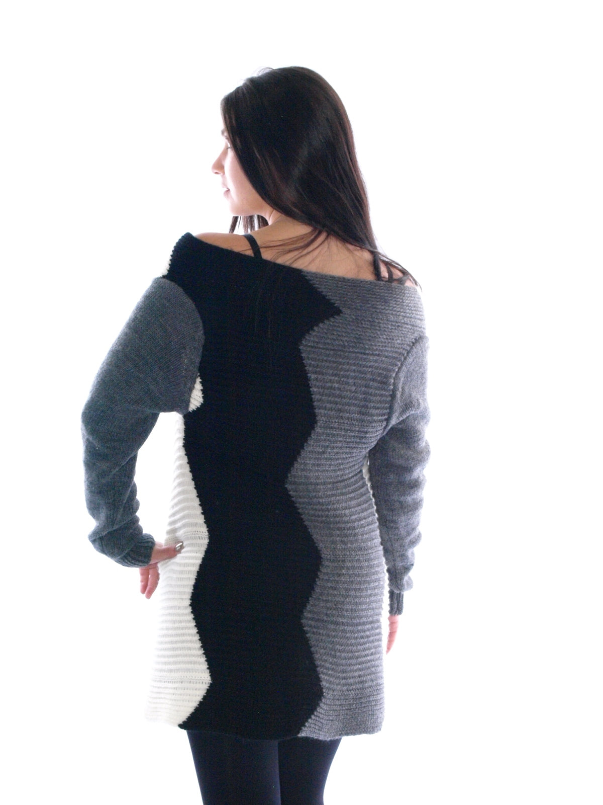 ITALIAN KNIT CARDIGAN JACKET PONCHO WRAP COAT 36 38 40 GREY # 12101496