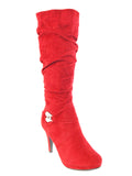 Damen Stiefel warm gefüttert Velour Look Red # 250