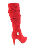 Damen Stiefel warm gefüttert Velour Look Red # 250