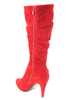 Damen Stiefel warm gefüttert Velour Look Red # 250