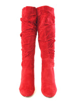 Damen Stiefel warm gefüttert Velour Look Red # 250