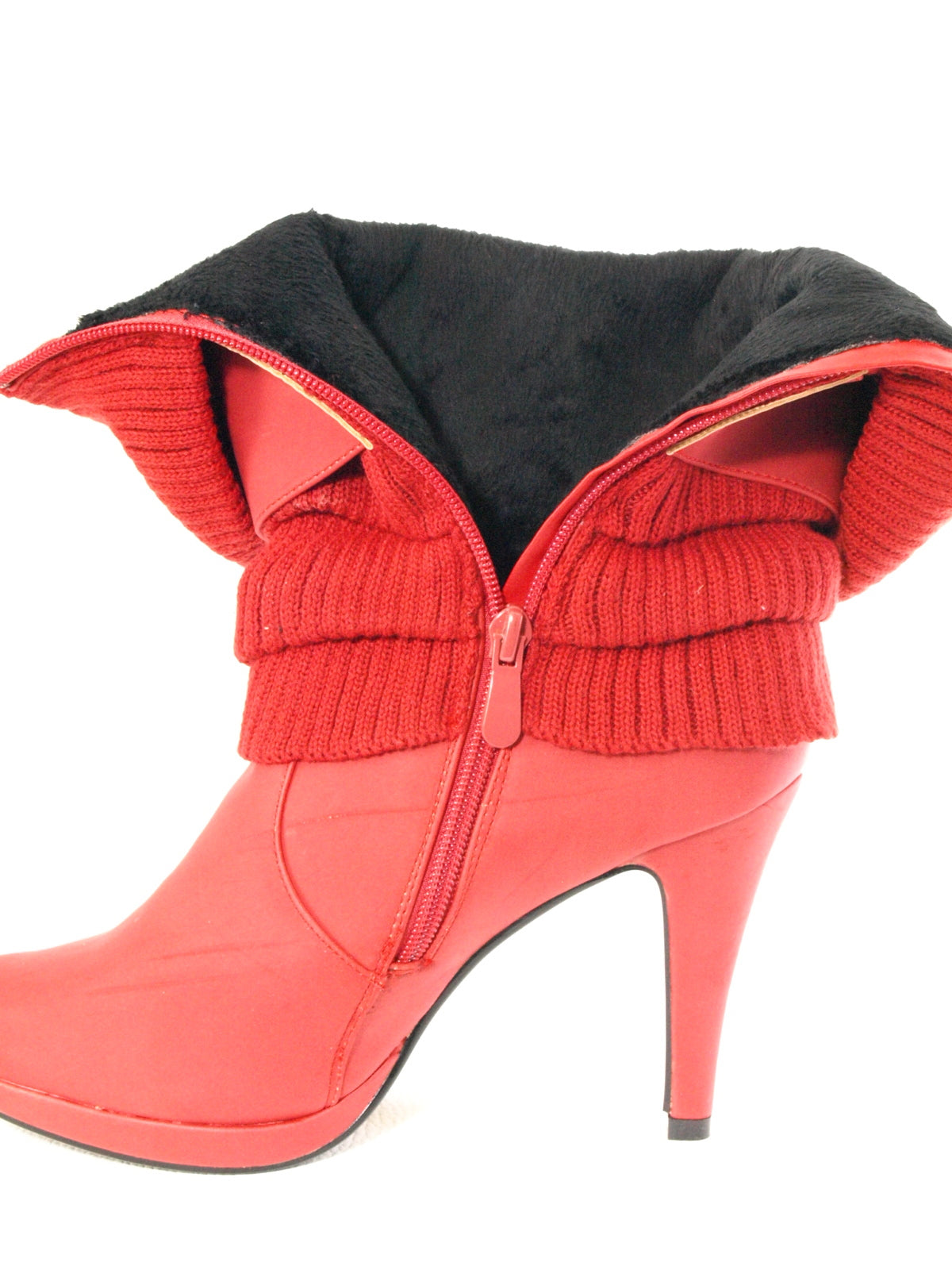 Bottes d'extérieur pour femmes style jambières, bottes d'hiver doublées chaudes rouge # 223