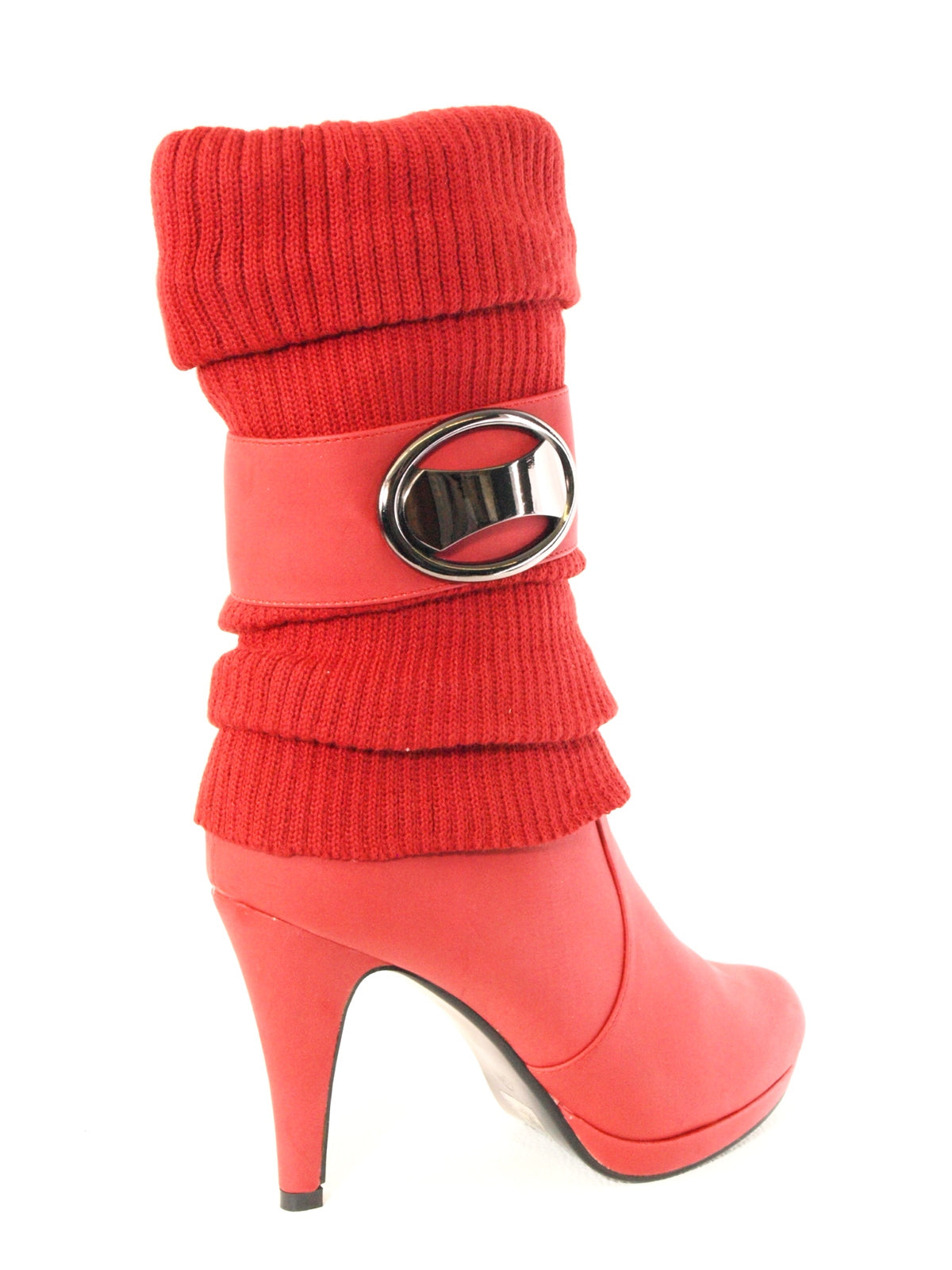 Bottes d'extérieur pour femmes style jambières, bottes d'hiver doublées chaudes rouge # 223