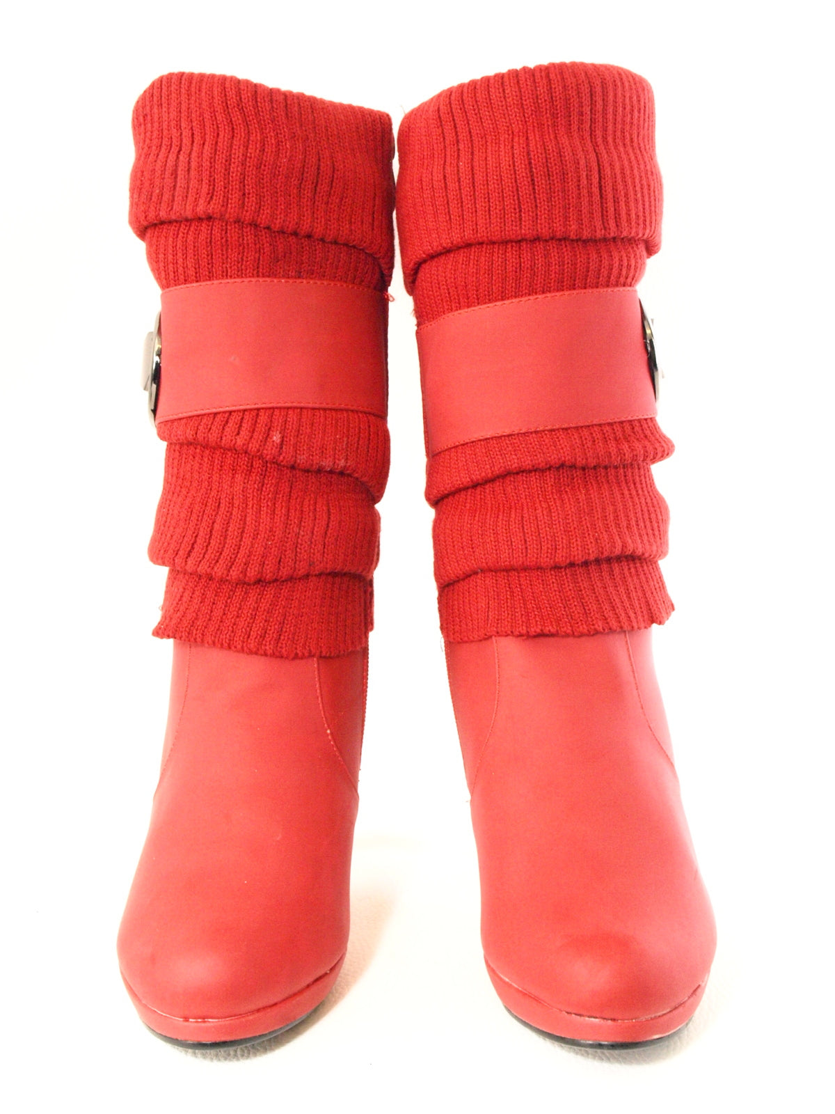 Bottes d'extérieur pour femmes style jambières, bottes d'hiver doublées chaudes rouge # 223