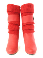 Damen Stulpen Look Stiefel Outdoor Winterstiefel warm gefüttert Red #  223