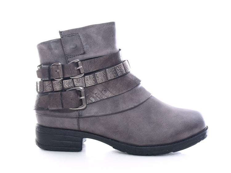 Bottines motardes femme, bottes d'extérieur, bottes d'hiver, doublure chaude, gris # 600